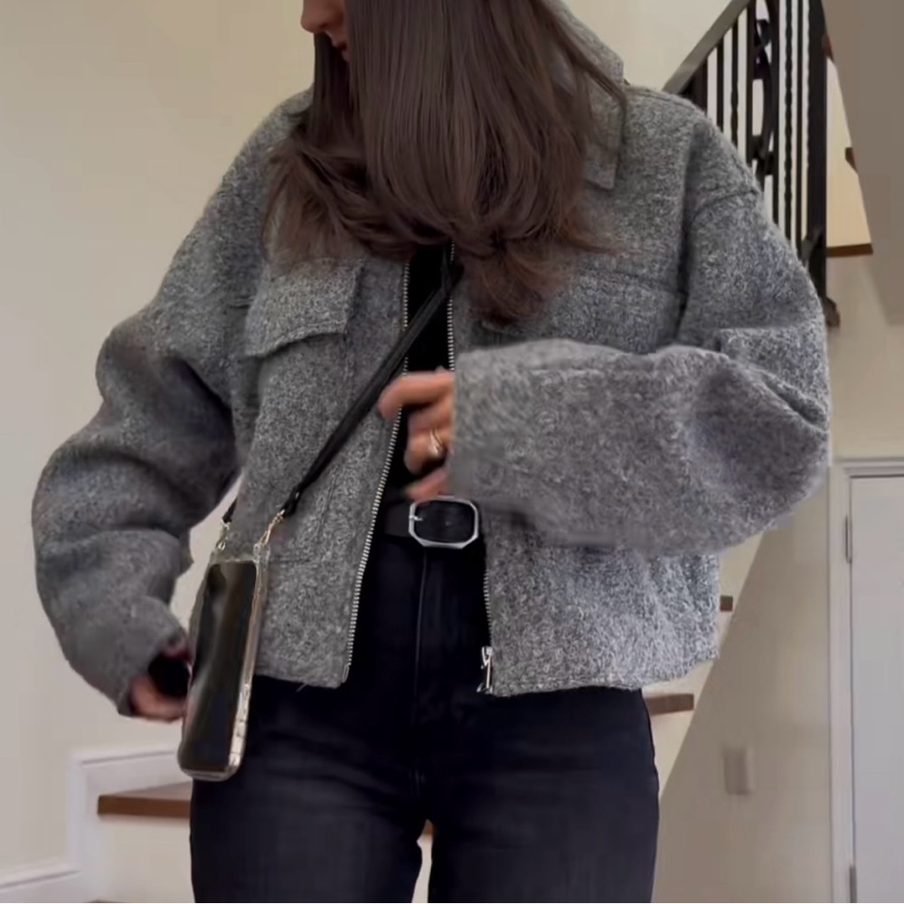 Zara Gray Teddy Jacket